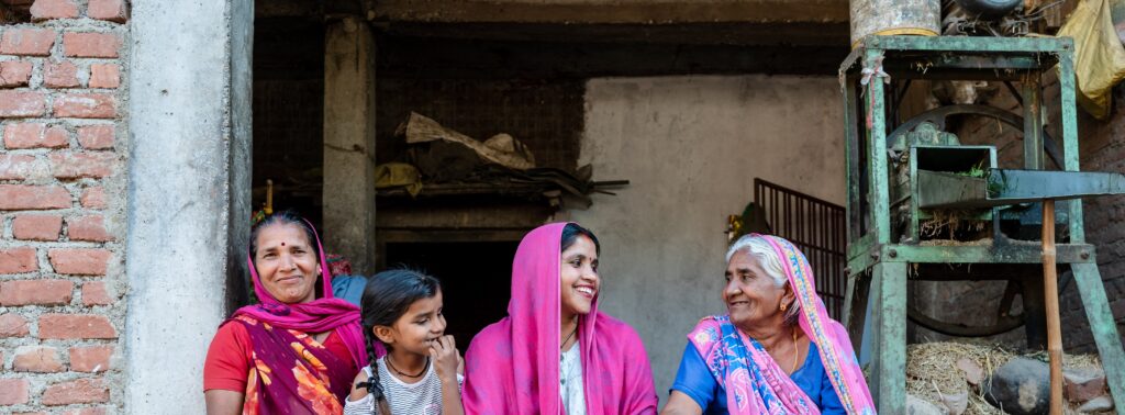 4 generations of women in Nepal: grandmother, mother, daughter and granddaughter
