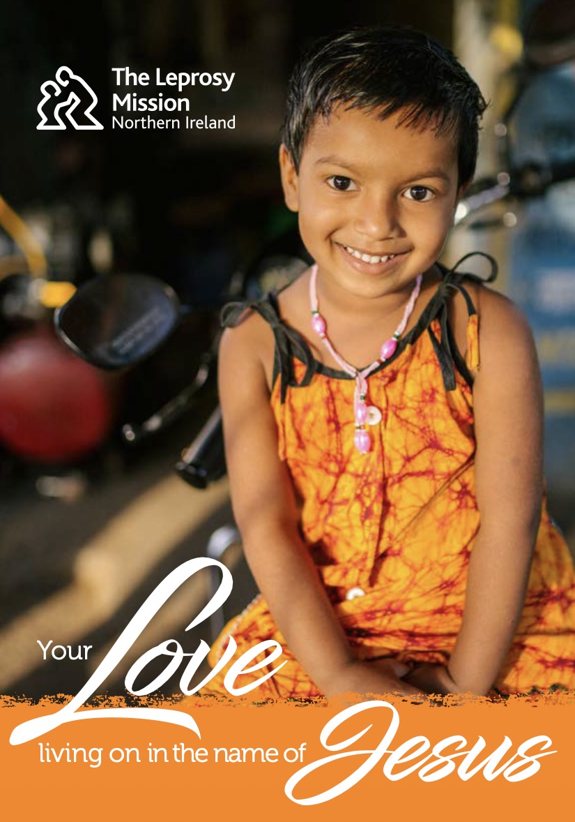 Photo of smiling little girl with caption: Your love living on in the name of Jesus